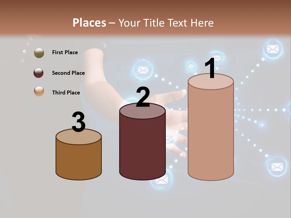 A Woman Holding Out Her Hand With Email Icons Coming Out Of It PowerPoint Template