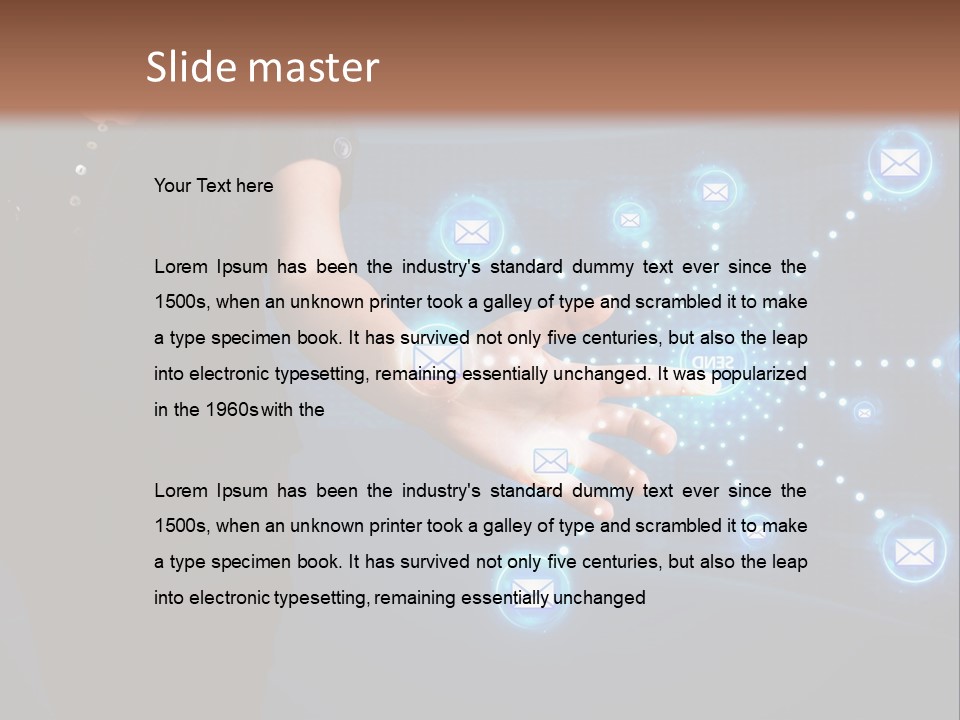 A Woman Holding Out Her Hand With Email Icons Coming Out Of It PowerPoint Template