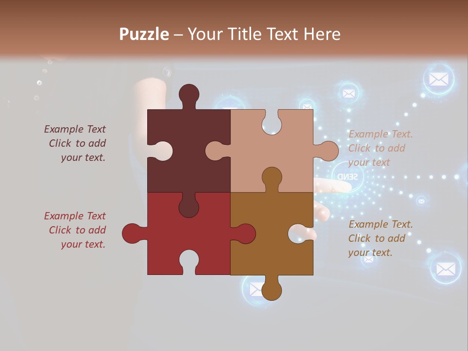 A Woman Holding Out Her Hand With Email Icons Coming Out Of It PowerPoint Template