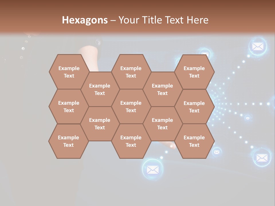 A Woman Holding Out Her Hand With Email Icons Coming Out Of It PowerPoint Template