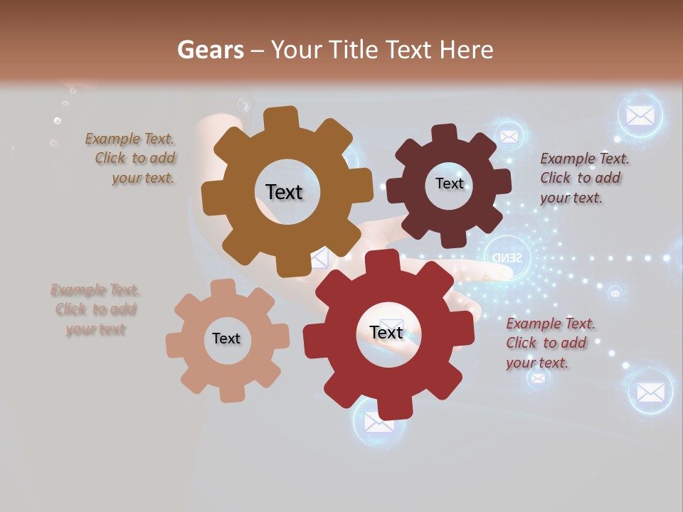 A Woman Holding Out Her Hand With Email Icons Coming Out Of It PowerPoint Template