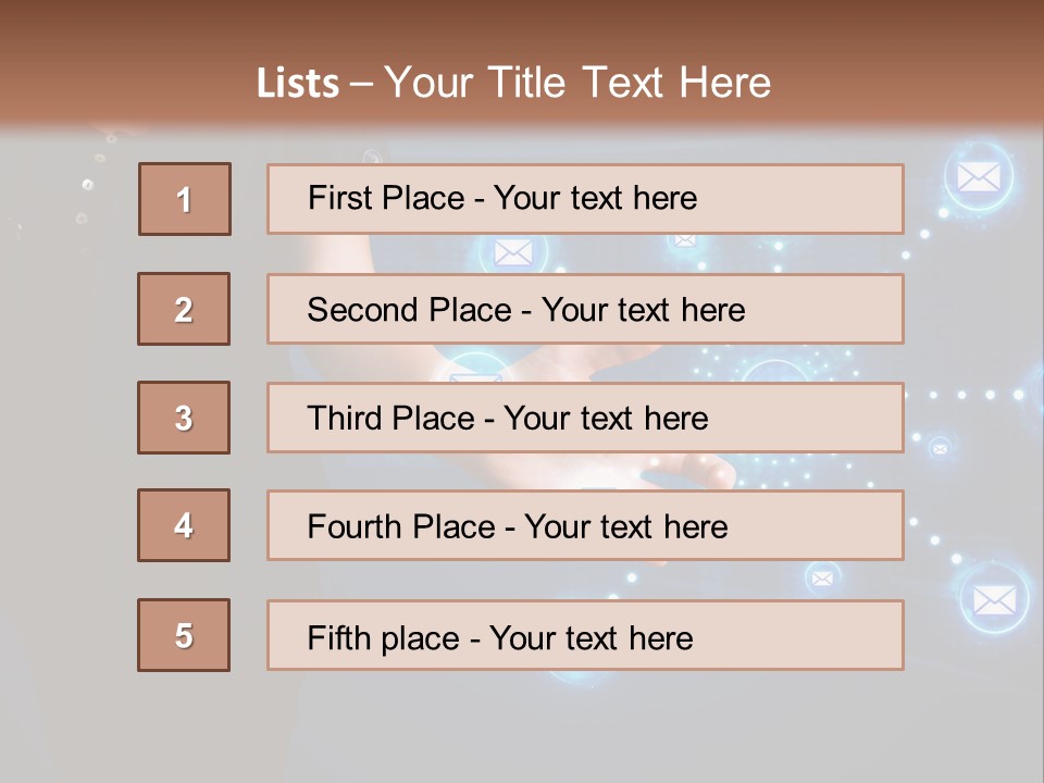 A Woman Holding Out Her Hand With Email Icons Coming Out Of It PowerPoint Template