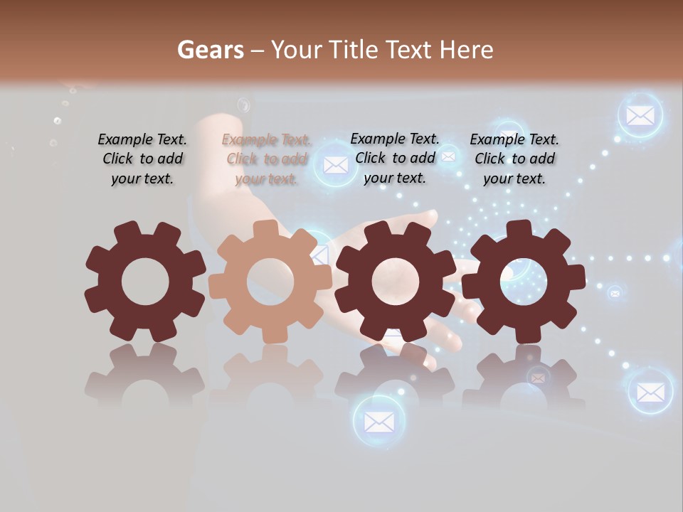 A Woman Holding Out Her Hand With Email Icons Coming Out Of It PowerPoint Template