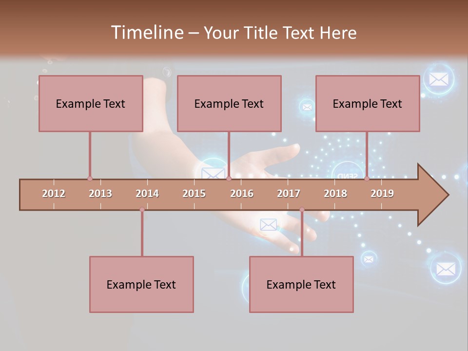A Woman Holding Out Her Hand With Email Icons Coming Out Of It PowerPoint Template