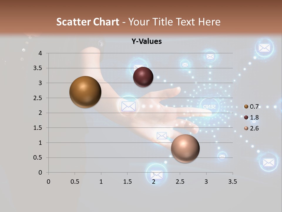 A Woman Holding Out Her Hand With Email Icons Coming Out Of It PowerPoint Template