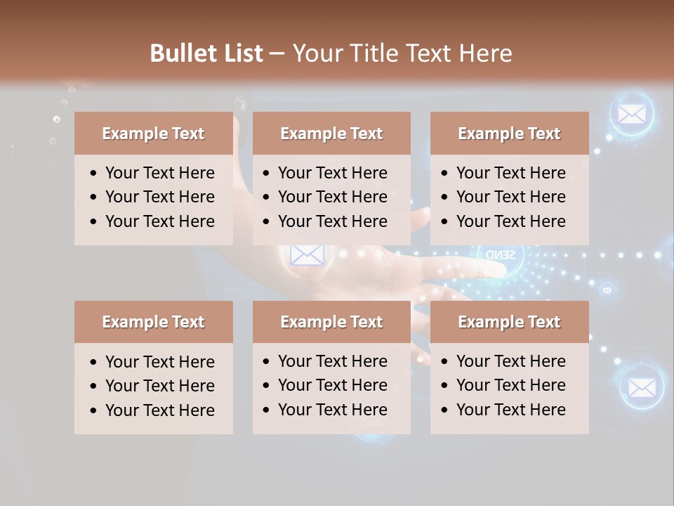 A Woman Holding Out Her Hand With Email Icons Coming Out Of It PowerPoint Template