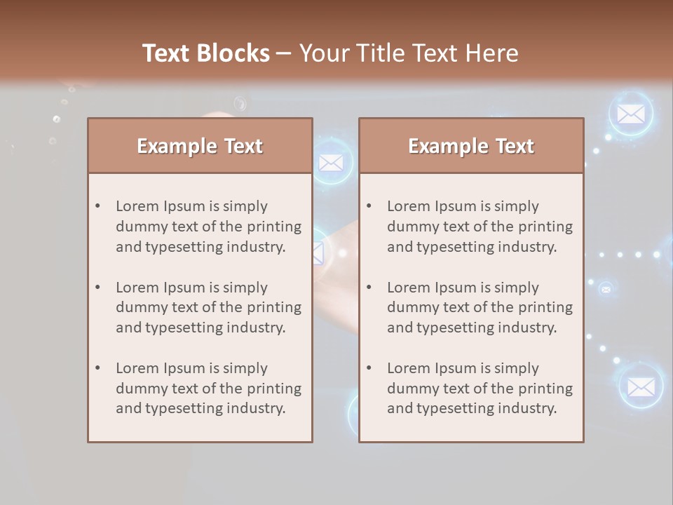 A Woman Holding Out Her Hand With Email Icons Coming Out Of It PowerPoint Template