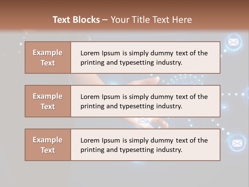 A Woman Holding Out Her Hand With Email Icons Coming Out Of It PowerPoint Template