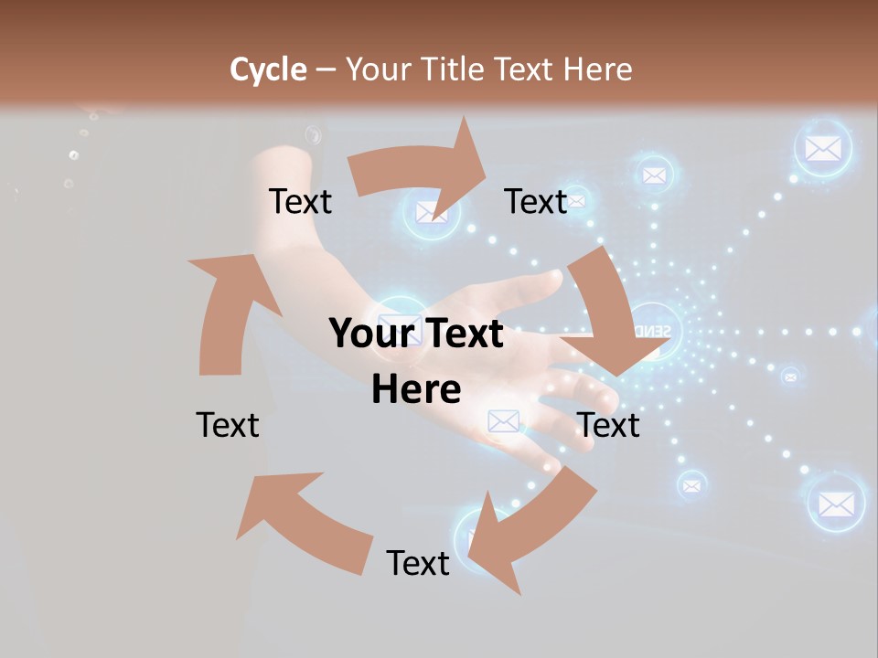A Woman Holding Out Her Hand With Email Icons Coming Out Of It PowerPoint Template