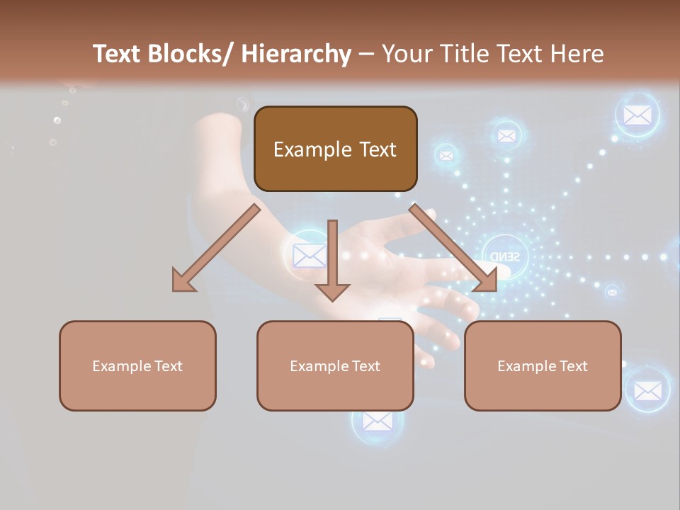 A Woman Holding Out Her Hand With Email Icons Coming Out Of It PowerPoint Template