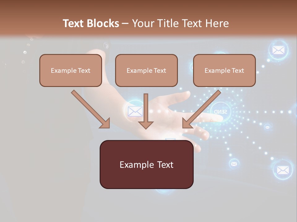 A Woman Holding Out Her Hand With Email Icons Coming Out Of It PowerPoint Template