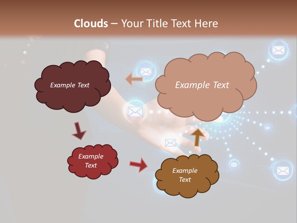 A Woman Holding Out Her Hand With Email Icons Coming Out Of It PowerPoint Template