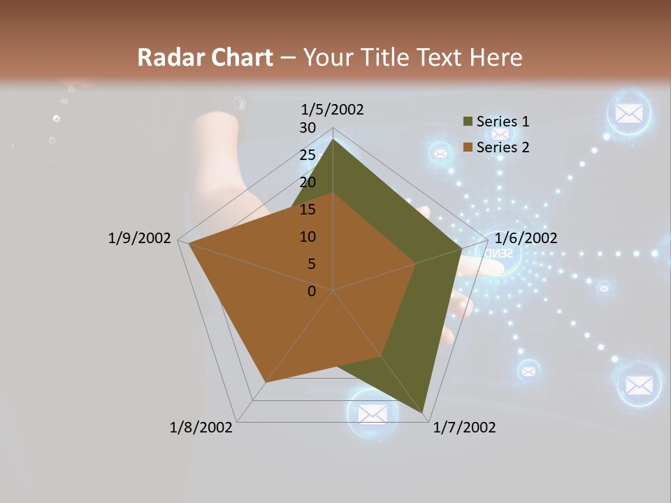 A Woman Holding Out Her Hand With Email Icons Coming Out Of It PowerPoint Template
