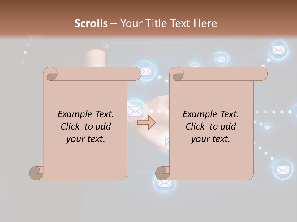 A Woman Holding Out Her Hand With Email Icons Coming Out Of It PowerPoint Template