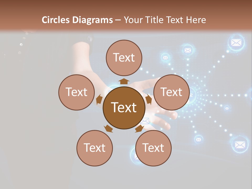 A Woman Holding Out Her Hand With Email Icons Coming Out Of It PowerPoint Template