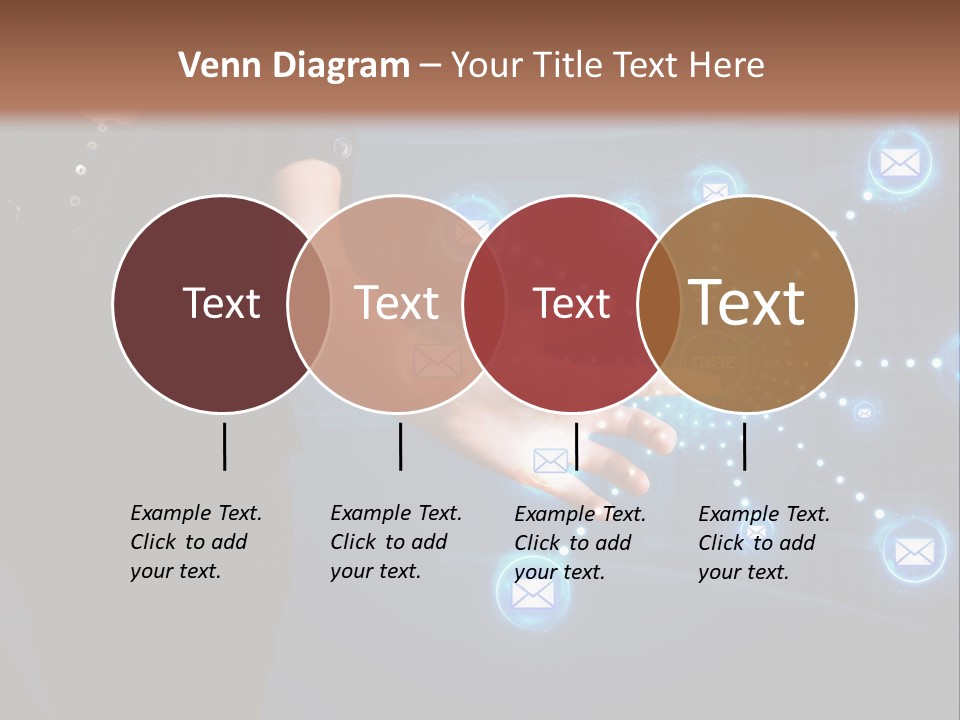 A Woman Holding Out Her Hand With Email Icons Coming Out Of It PowerPoint Template