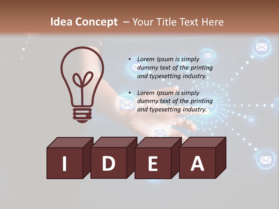 A Woman Holding Out Her Hand With Email Icons Coming Out Of It PowerPoint Template