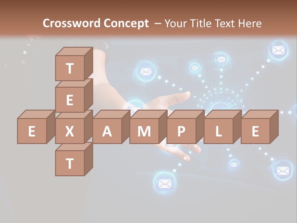 A Woman Holding Out Her Hand With Email Icons Coming Out Of It PowerPoint Template