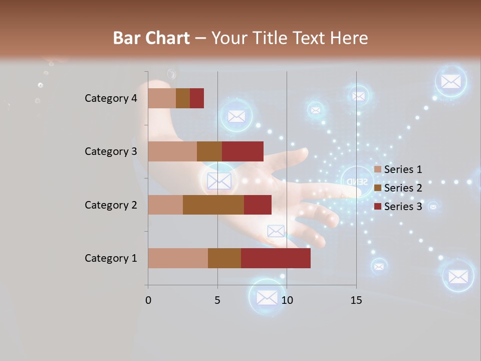 A Woman Holding Out Her Hand With Email Icons Coming Out Of It PowerPoint Template