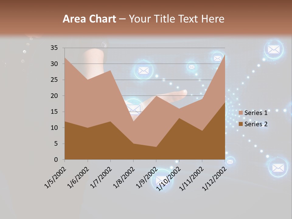 A Woman Holding Out Her Hand With Email Icons Coming Out Of It PowerPoint Template