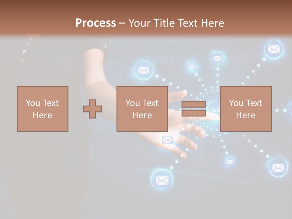 A Woman Holding Out Her Hand With Email Icons Coming Out Of It PowerPoint Template