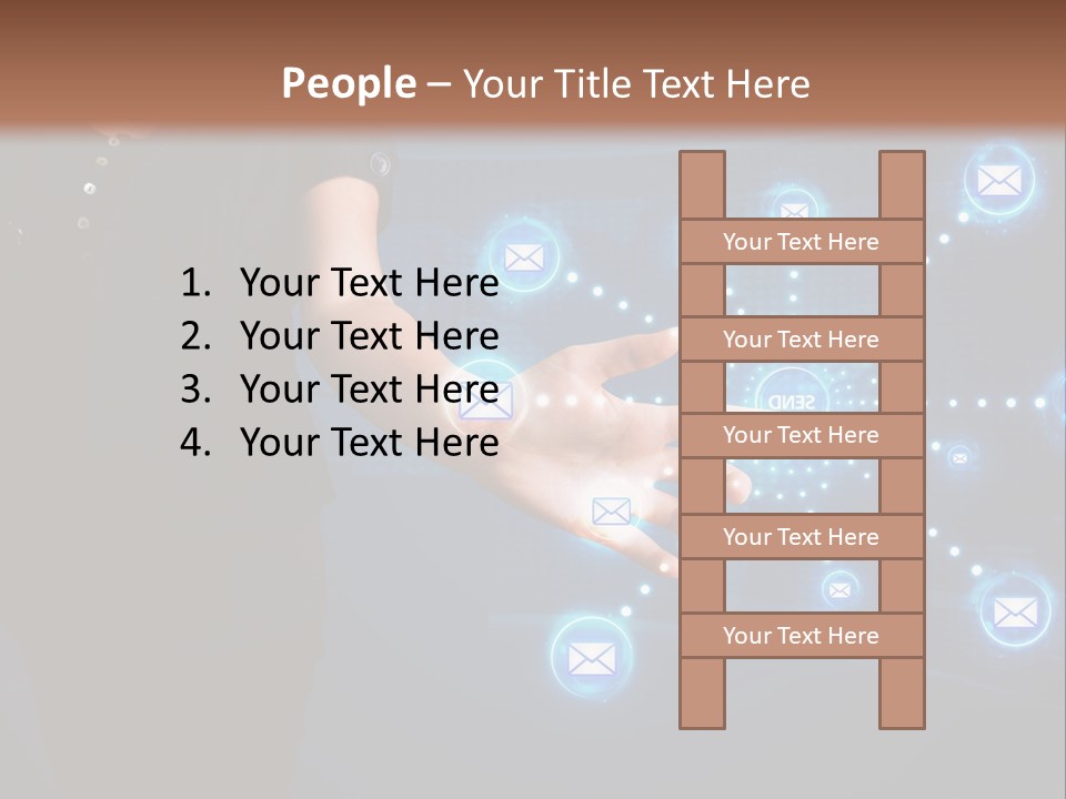 A Woman Holding Out Her Hand With Email Icons Coming Out Of It PowerPoint Template