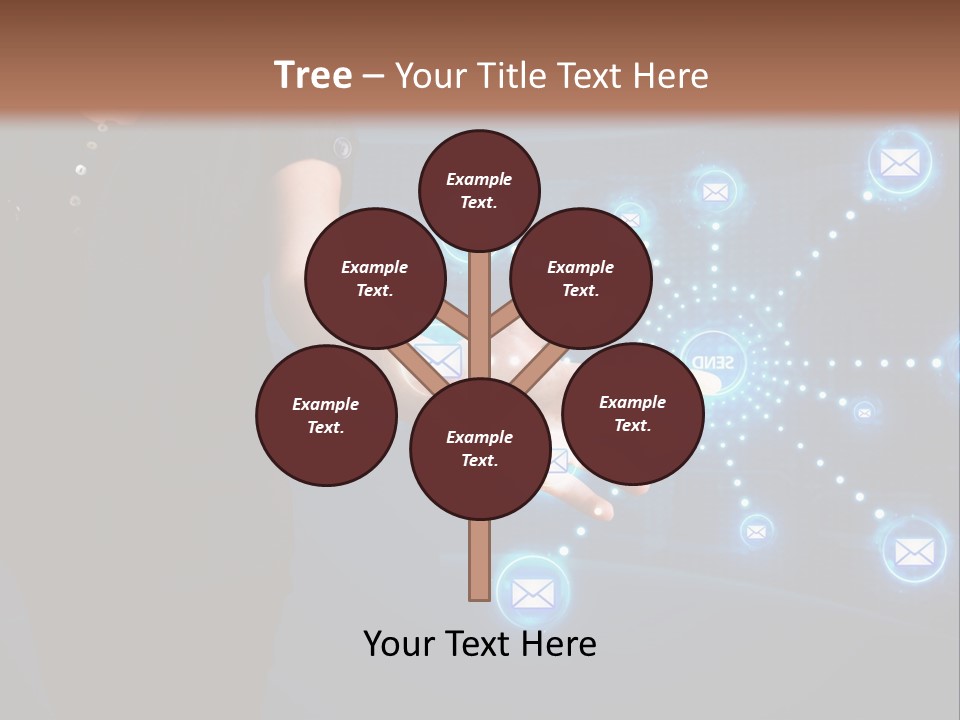 A Woman Holding Out Her Hand With Email Icons Coming Out Of It PowerPoint Template