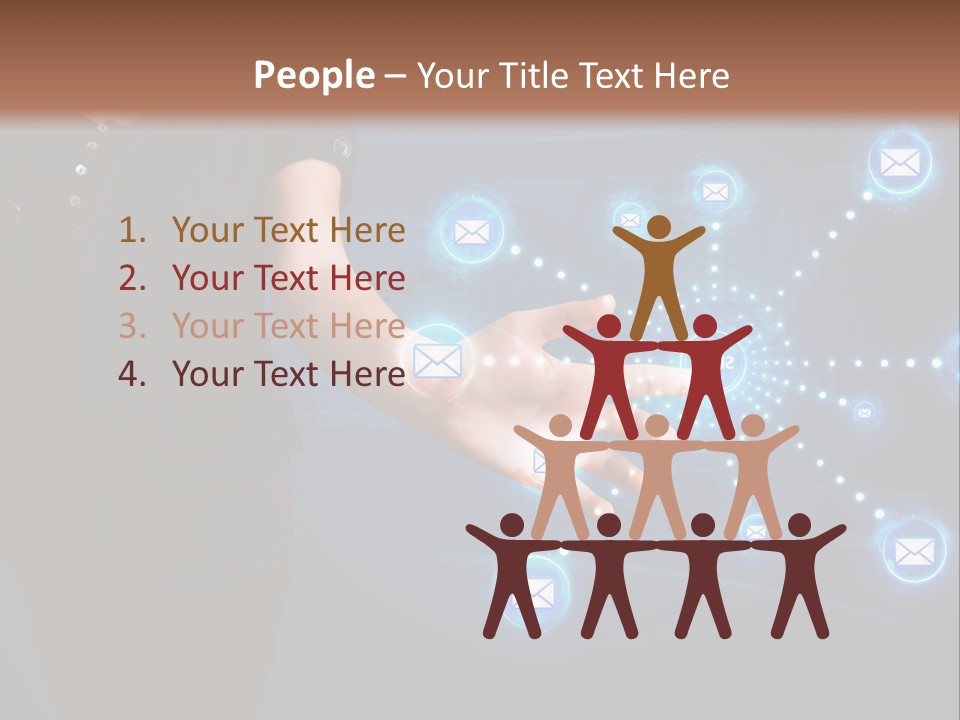 A Woman Holding Out Her Hand With Email Icons Coming Out Of It PowerPoint Template