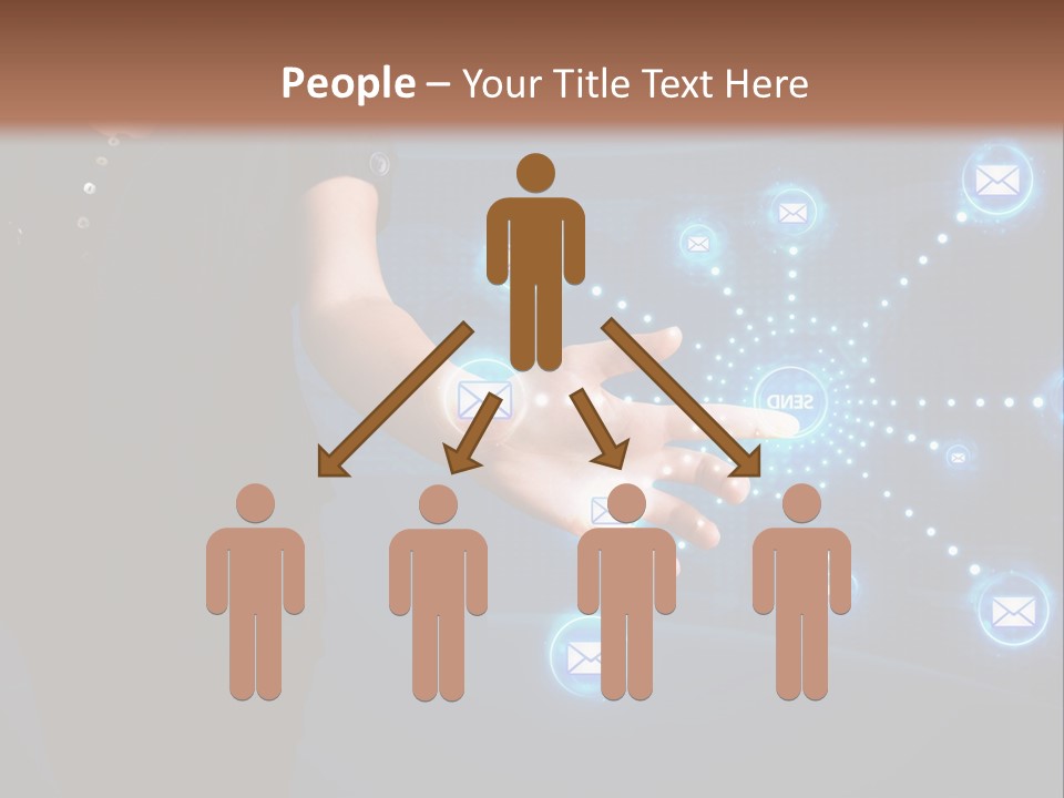 A Woman Holding Out Her Hand With Email Icons Coming Out Of It PowerPoint Template