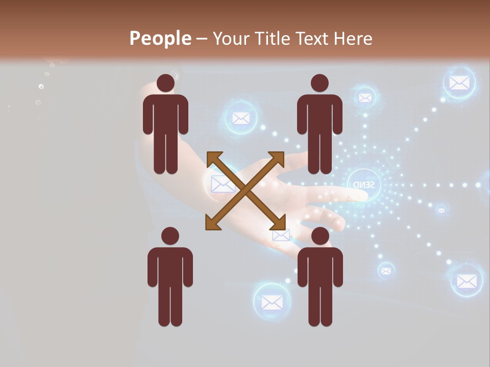 A Woman Holding Out Her Hand With Email Icons Coming Out Of It PowerPoint Template