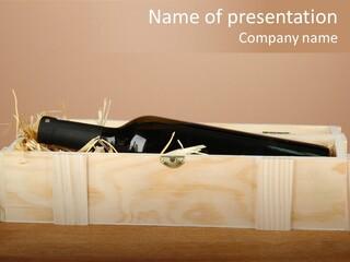 A Bottle Of Wine In A Wooden Box PowerPoint Template