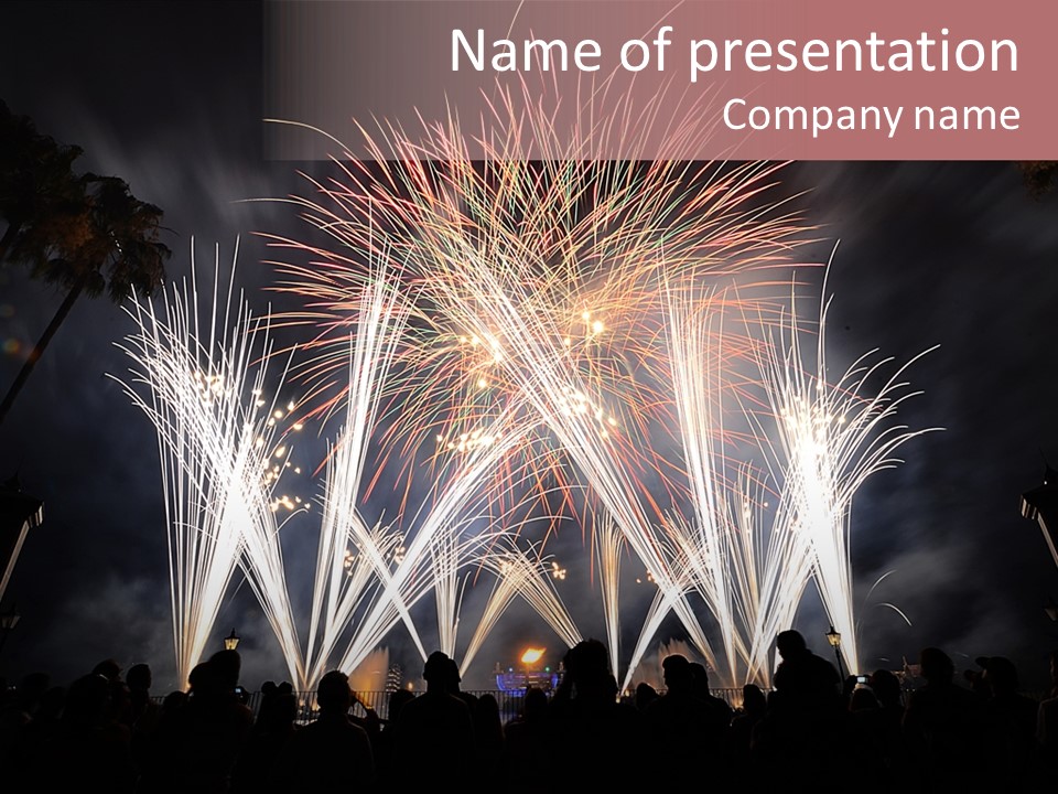 A Group Of People Watching A Fireworks Display PowerPoint Template