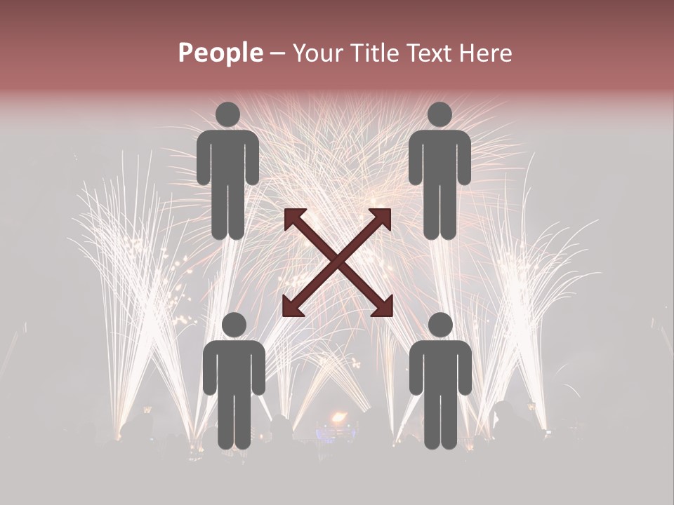 A Group Of People Watching A Fireworks Display PowerPoint Template