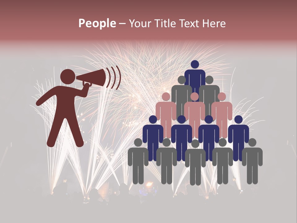 A Group Of People Watching A Fireworks Display PowerPoint Template