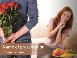 Indoors Female Standing PowerPoint Template