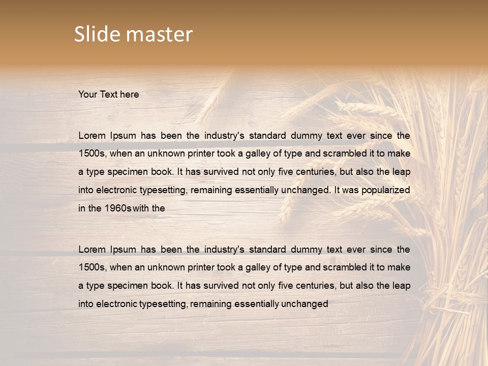 A Bunch Of Wheat On A Wooden Table PowerPoint Template