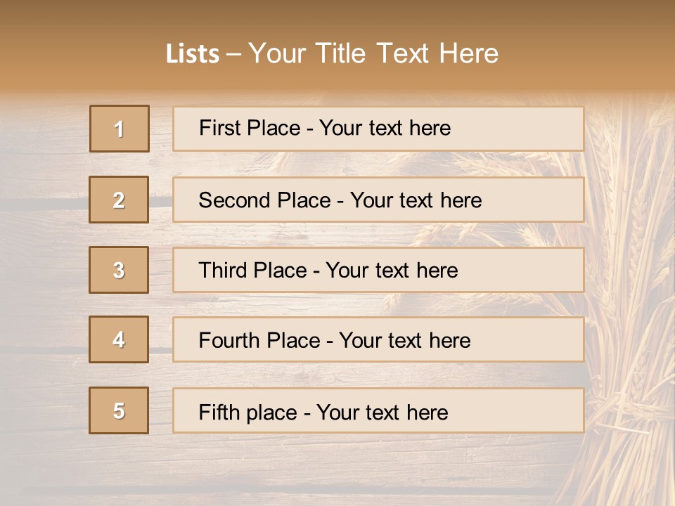 A Bunch Of Wheat On A Wooden Table PowerPoint Template