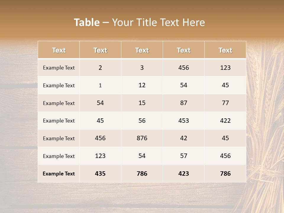 A Bunch Of Wheat On A Wooden Table PowerPoint Template
