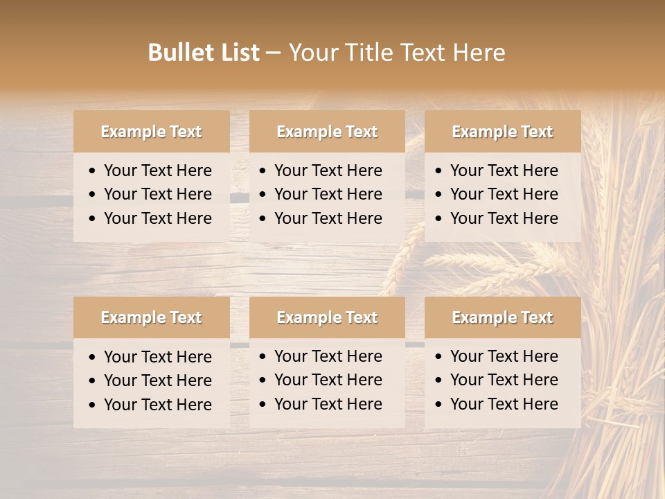 A Bunch Of Wheat On A Wooden Table PowerPoint Template