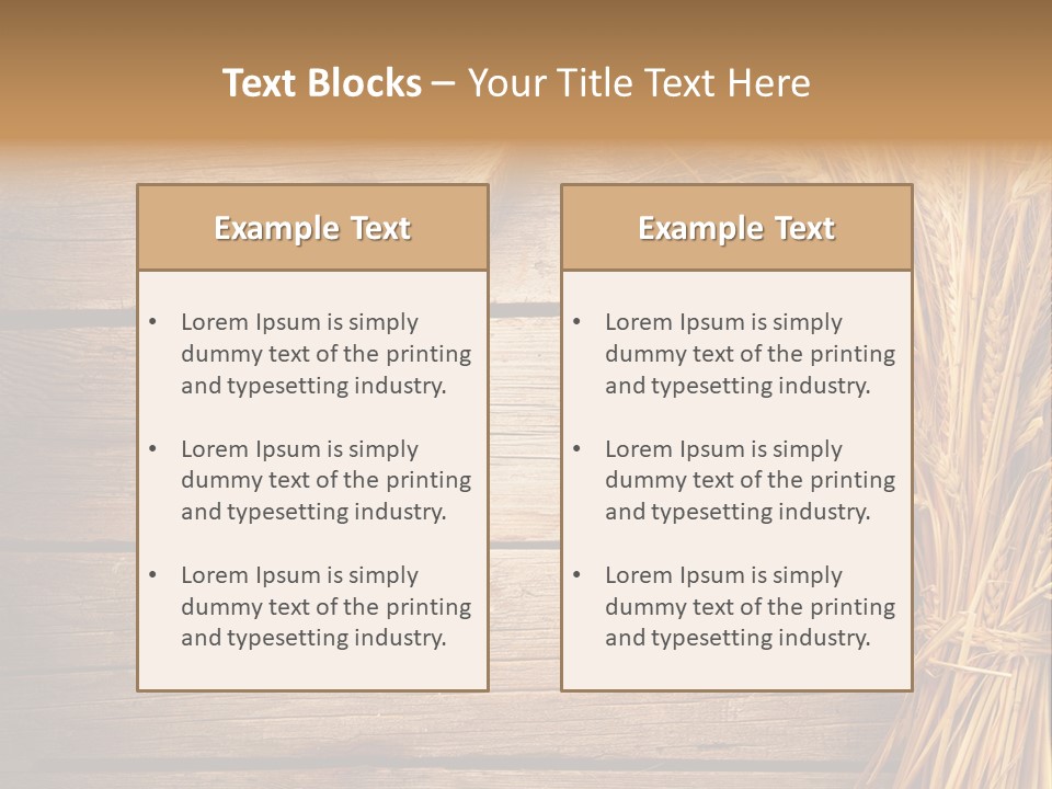 A Bunch Of Wheat On A Wooden Table PowerPoint Template