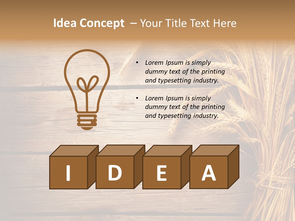 A Bunch Of Wheat On A Wooden Table PowerPoint Template