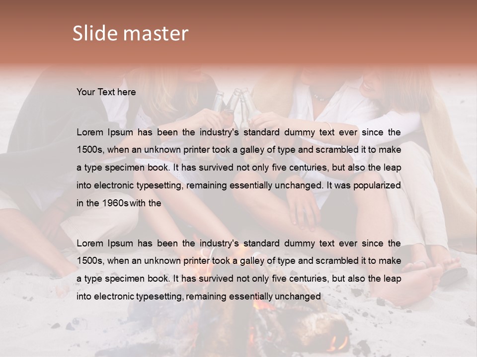A Group Of People Sitting Around A Campfire Toasting PowerPoint Template
