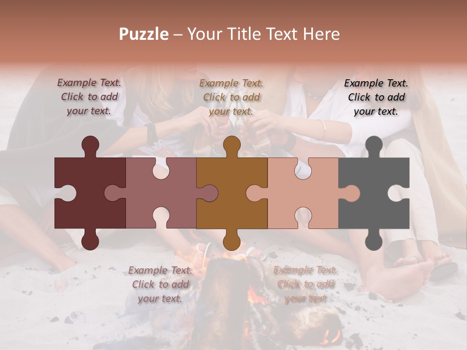 A Group Of People Sitting Around A Campfire Toasting PowerPoint Template