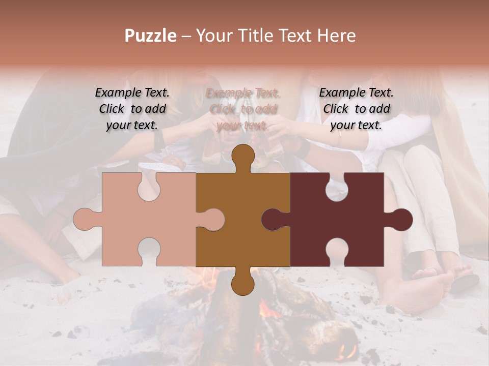 A Group Of People Sitting Around A Campfire Toasting PowerPoint Template