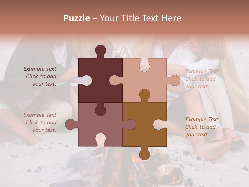 A Group Of People Sitting Around A Campfire Toasting PowerPoint Template