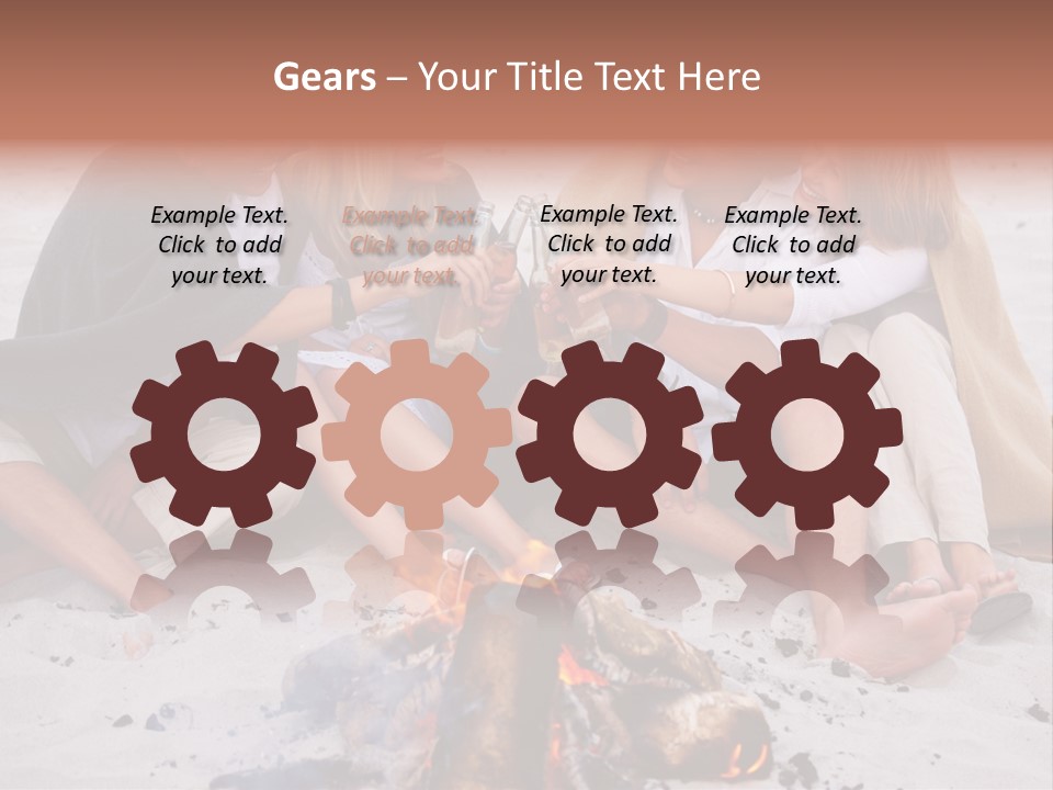 A Group Of People Sitting Around A Campfire Toasting PowerPoint Template