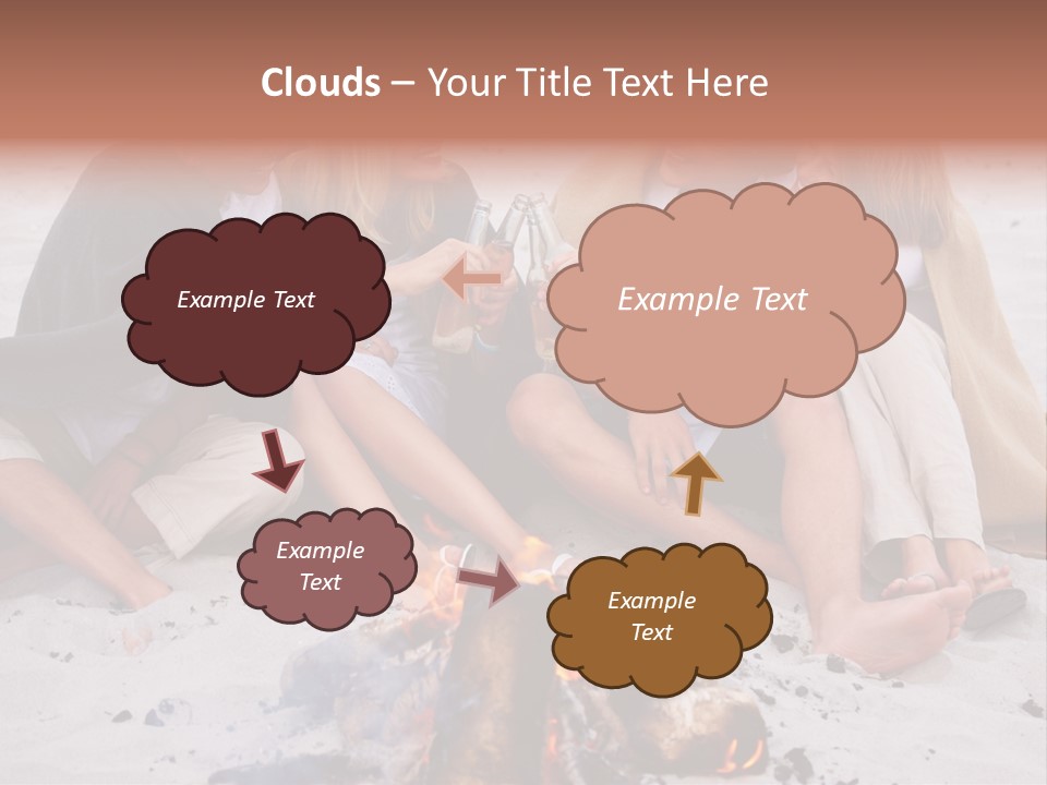 A Group Of People Sitting Around A Campfire Toasting PowerPoint Template