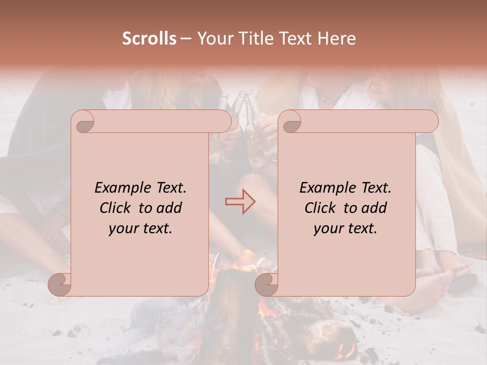 A Group Of People Sitting Around A Campfire Toasting PowerPoint Template