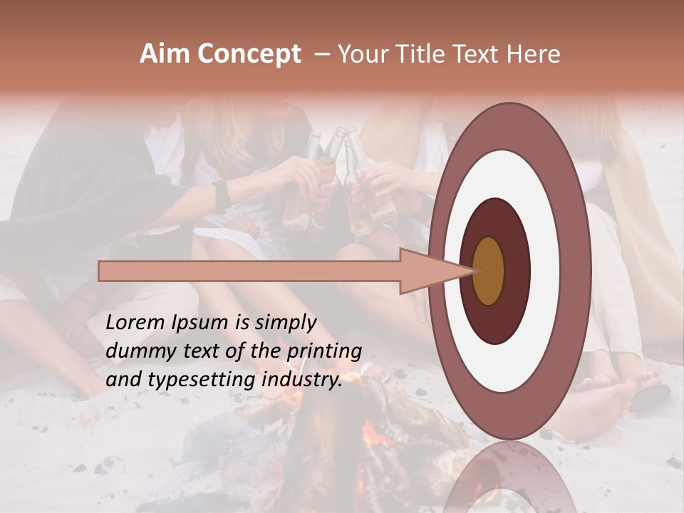 A Group Of People Sitting Around A Campfire Toasting PowerPoint Template