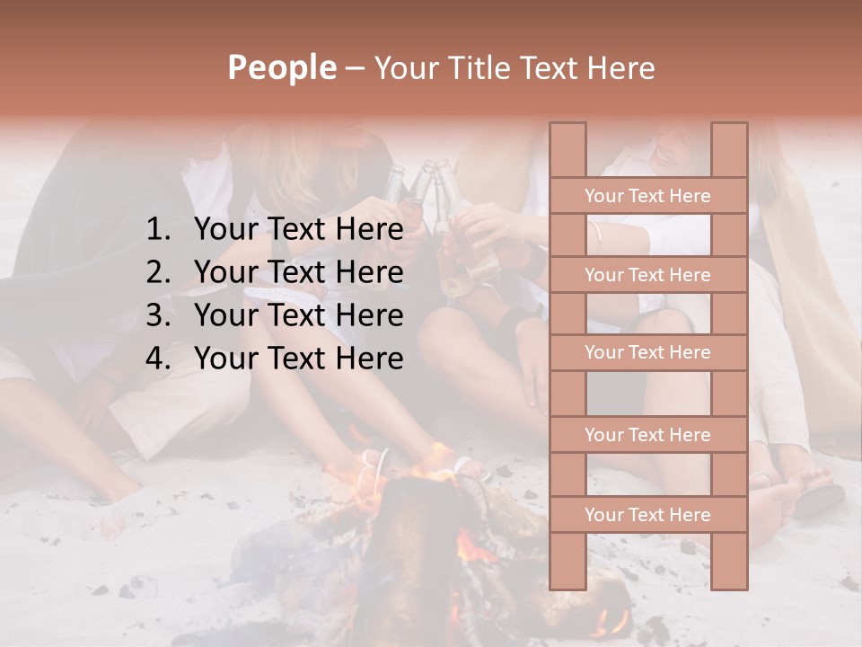 A Group Of People Sitting Around A Campfire Toasting PowerPoint Template